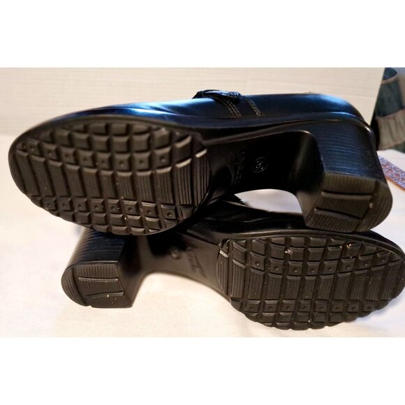 Dansko Womens Black Leather Heeled Loafers With Buckle Strap Size 39 - Picture 9 of 12